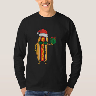 T-shirt père Noël Hotdog Funny Xmas PJ's Nourriture Noël