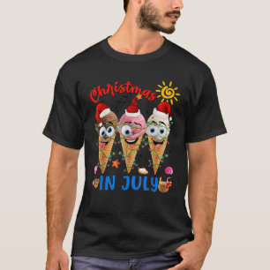 T-shirt Père Noël Ice Cream Cones Noël Lumières Noël Juil