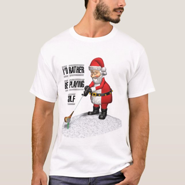 T-SHIRT PÈRE NOËL JOUANT AU GOLF (Devant)