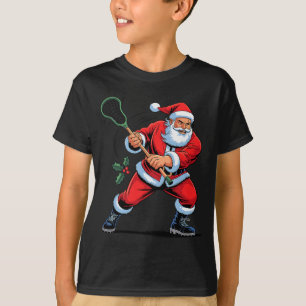 T-shirt Père Noël jouant au lacrosse Funny Holiday Noël Xm