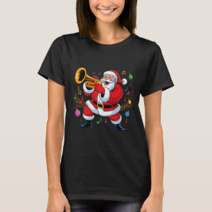 T-shirt Père Noël jouant de la trompette drôle de vacances