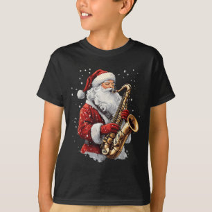 T-shirt Père Noël jouant du saxophone Musicien de Noël Sax