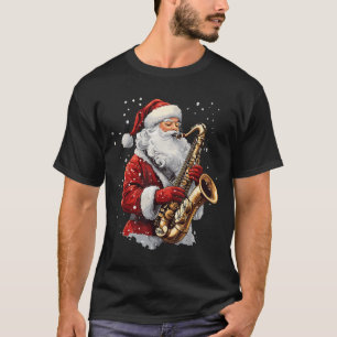 T-shirt Père Noël jouant du saxophone Musicien de Noël Sax