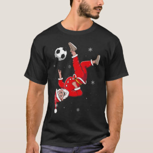 T-shirt Père Noël Joue Soccer Ball Cisors Kick Christmas S