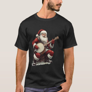 T-shirt Père Noël Jouer Banjo Funny Banjo Joueur Bluegrass