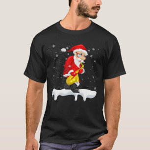 T-shirt père Noël Jouer Saxophone Noël Père Noël Saxophone