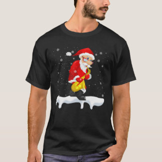 T-shirt père Noël Jouer Saxophone Noël Père Noël Saxophone