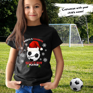 T-shirt Père Noël Joueur de football favori Enfants Nom No
