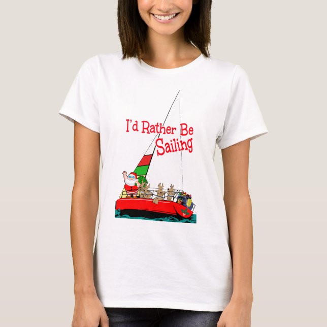 T-shirt Père Noël la navigation de marin à Noël (Devant)