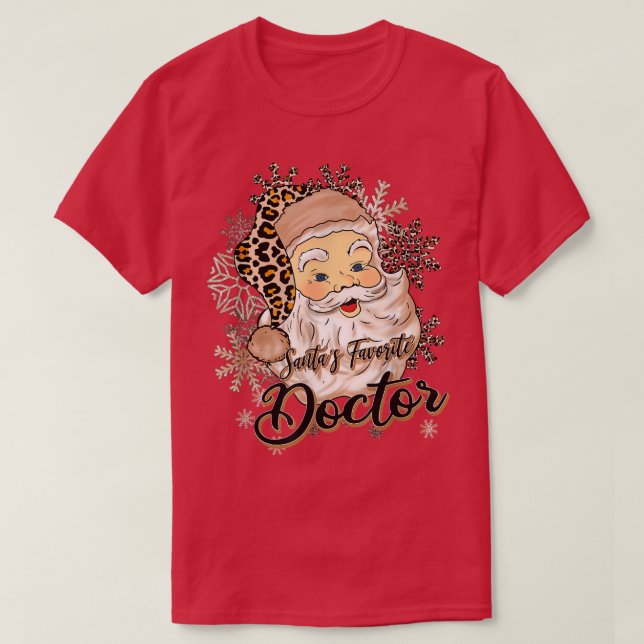 T-shirt Père Noël Médecin Préféré Leopard Casquette Funny  (Design devant)