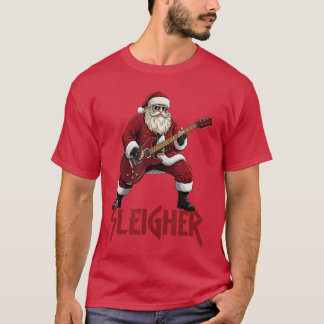T-shirt Père Noël Metal Lourde Noël Rock On Xmas