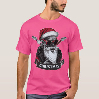 T-shirt Père Noël Metal Rock drôle guitariste de Noël