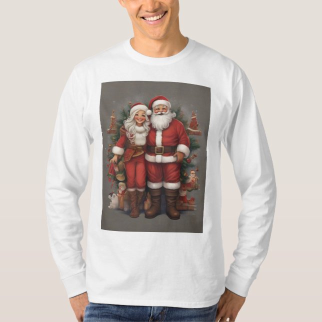 T-shirt "Père Noël & Mme Claus Embrace" (Devant)