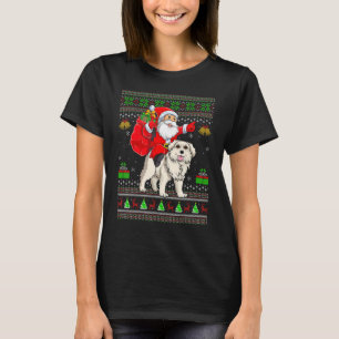 T-shirt Père Noël moche à Noël sur un chien des Pyrénées