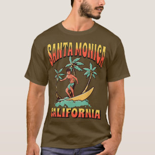 T-shirt Père Noël Monica California Beach Surf Vacances d'