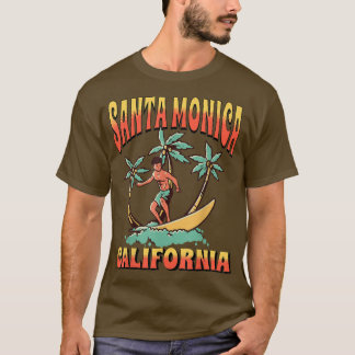 T-shirt Père Noël Monica California Beach Surf Vacances d'