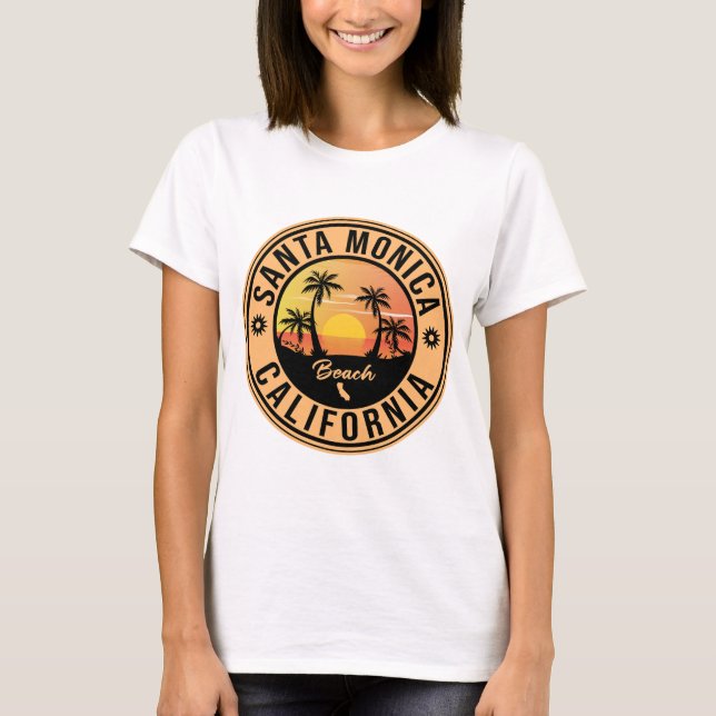 T-shirt Père Noël Monica California Sunset Vacances Souven (Devant)