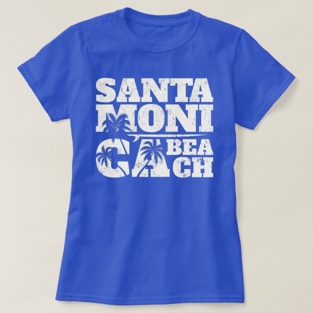 T-shirt Père Noël Monica surf et palmes ca (Design devant)