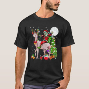T-shirt Père Noël montant un chat Sphynx arbre de Noël de