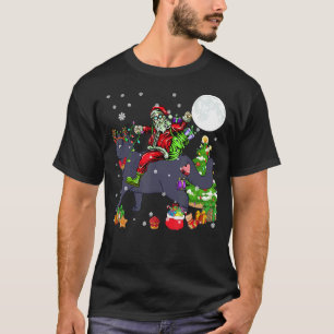T-shirt Père Noël montant un renne Chat British Shorthair