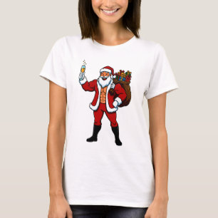 T-shirt Père Noël musclé trinque ! Père Noël déchiré avec 