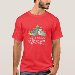 T-shirt Père Noël Nettoie Son Drapeau Avec Père Noël-Tizer