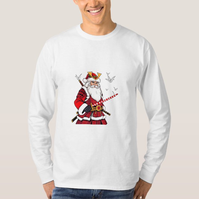 T-shirt Père Noël Noël Santa Claus japonais Art Samurai (Devant)