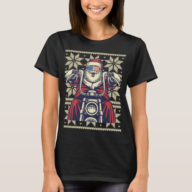 T-shirt PÈRE NOËL ON MOTORCYCLE Drôle Mauvais cadeau de No (Devant)