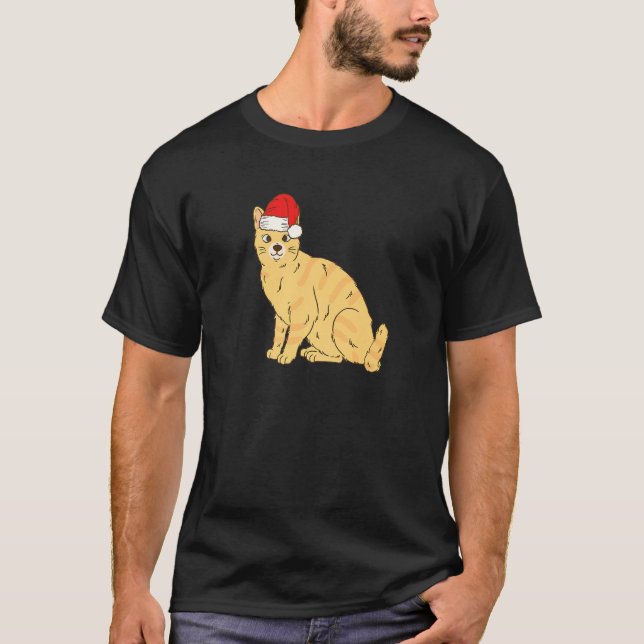 T-shirt Père Noël Orange Tabby Chat hiver Noël Chat Maman  (Devant)