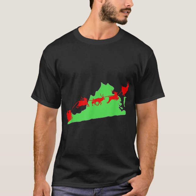 T-shirt Père Noël penche sur la silhouette de l'État de No (Devant)