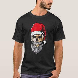 T-shirt Père Noël Pirate Crâne Avec Santas Casquette Xmas 
