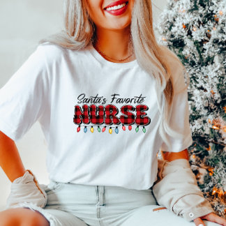 T-shirt Père Noël Plaid Favorite Nurse