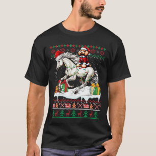 T-shirt Père Noël Poodle équitation Cheval de Noël Sweater