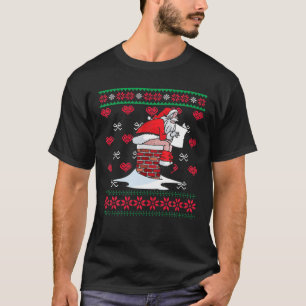 T-shirt père Noël Pooping Down Chimney Douleur moche de