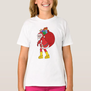 T-shirt Père Noël portant de grandes bottes jaunes