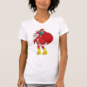 T-shirt Père Noël portant de grandes bottes jaunes