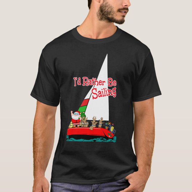 T-shirt Père Noël préférerait naviguer à Christmas Essenti (Devant)