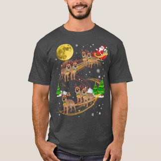 T-shirt Père Noël Reindeer Frontière Terrier Lumières de N