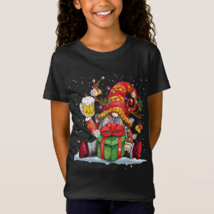 T-Shirt Père Noël Reindeer Gnome Boire Bière Drôle Noël