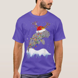 T-shirt Père Noël Reindeer Manatee Xmas Light Père Noël Re