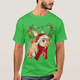 T-shirt Père Noël Reindeer Rabit Xmas Light Père Noël Rein