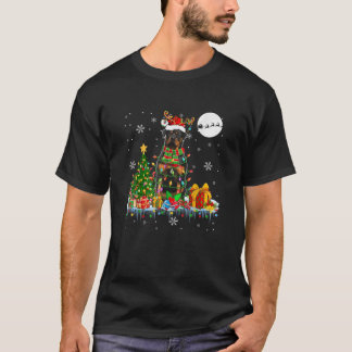 T-shirt Père Noël Reindeer Rottweiler Les lumières des arb