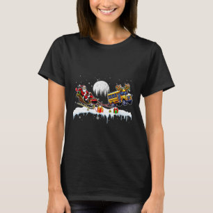 T-shirt Père Noël Reindeer School Bus Christmas Driver Tea