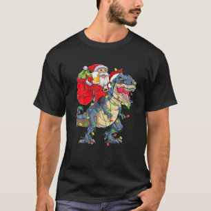 T-shirt Père Noël Riding A Dinosaur Christmas Tree T Rex B