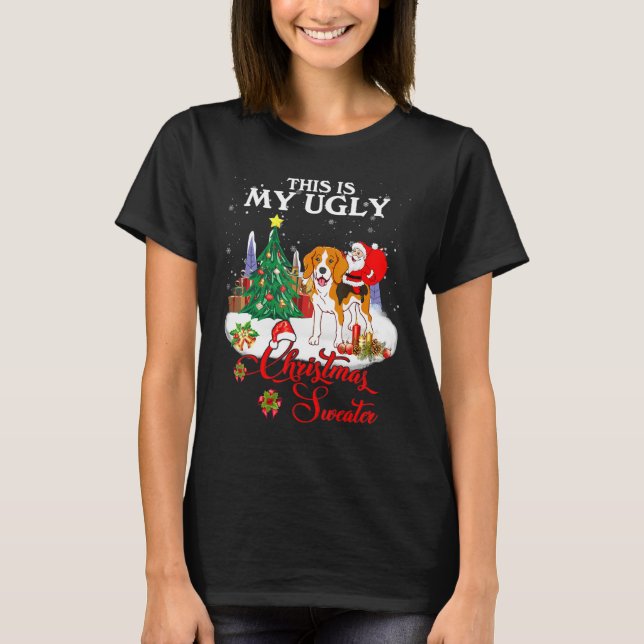 T-shirt Père Noël Riding Beagle C'Est Mon sale Swea De Noë (Devant)