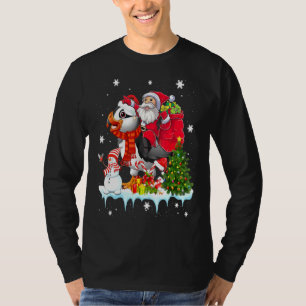 T-shirt Père Noël Riding Puffin Oiseau de Noël Pyjama Fami