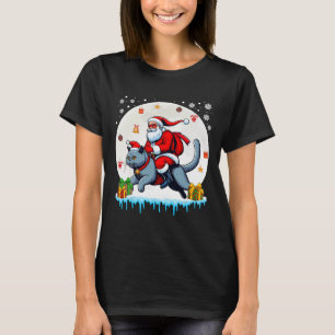 T-shirt Père Noël Riding Reindeer Chartreux Chat Christmas