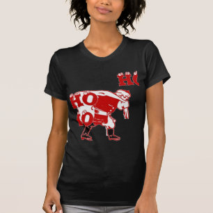T-shirt Père Noël rouge et blanc Marcher Ho Ho Art Imprime