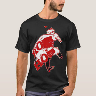 T-shirt Père Noël rouge et blanc Marcher Ho Ho Art Imprime