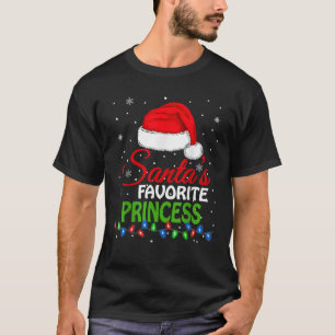 T-shirt Père Noël s Favorite Princesse Santa Hat Lumières 